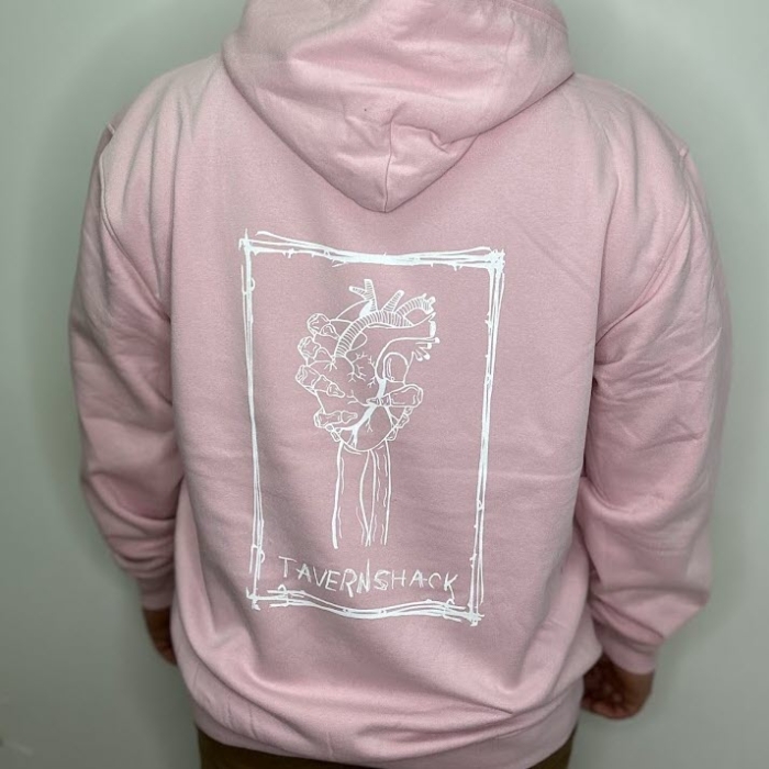 TAVERNSHACK - HOODIE ROSE - COEUR - PRINT BLANC – Image 3