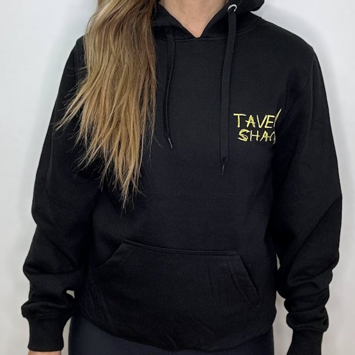 TAVERNSHACK - HOODIE NOIR - CABANE - PRINT JAUNE – Image 4