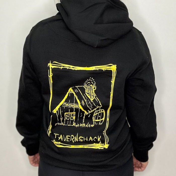 TAVERNSHACK - HOODIE NOIR - CABANE - PRINT JAUNE – Image 5