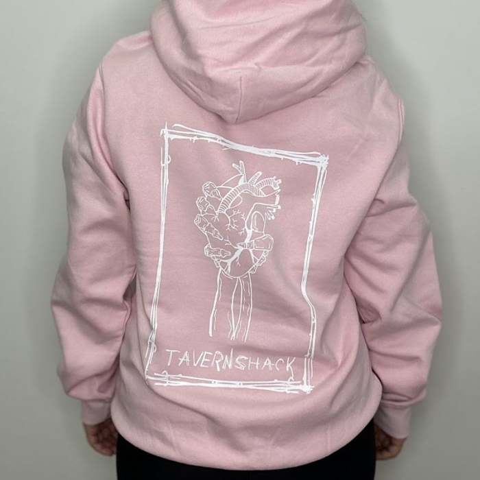 TAVERNSHACK - HOODIE ROSE - COEUR - PRINT BLANC