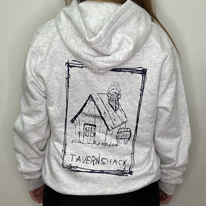 TAVERNSHACK - HOODIE CENDRÉ - CABANE - PRINT NAVY – Image 4