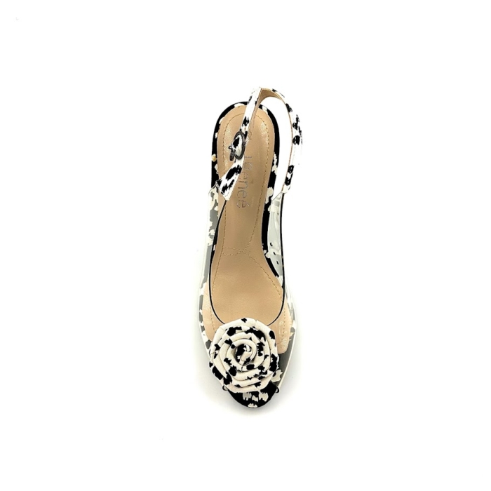 DISPONIBLE EN LIGNE SEULEMENT - J.RENEÉ - ADORACION - SOULIERS À TALONS - CLEAR/ WHITE/ BLACK – Image 2