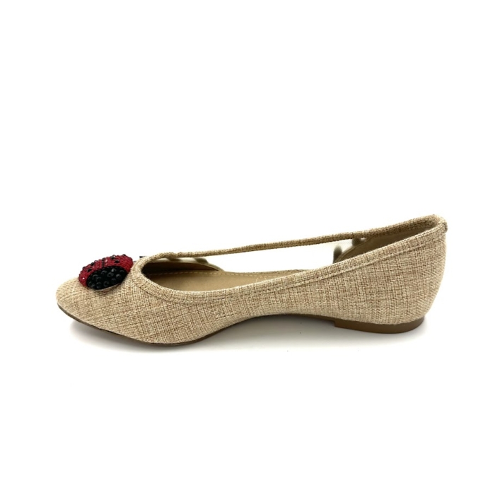 DISPONIBLE EN LIGNE SEULEMENT - J.RENEÉ - IRIMA - BALLERINES - NATURAL MESH / LINEN – Image 2