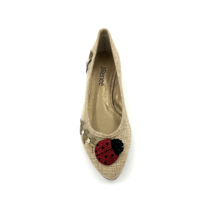 DISPONIBLE EN LIGNE SEULEMENT - J.RENEÉ - IRIMA - BALLERINES - NATURAL MESH / LINEN – Image 3
