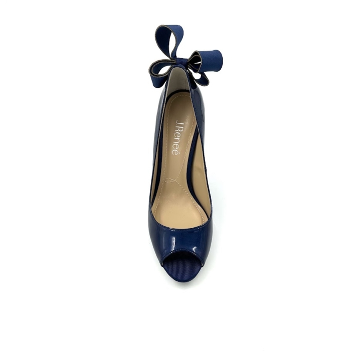 DISPONIBLE EN LIGNE SEULEMENT - J.RENEÉ - ELLASEE - SOULIERS À TALONS - NAVY PEARL PATENT – Image 3