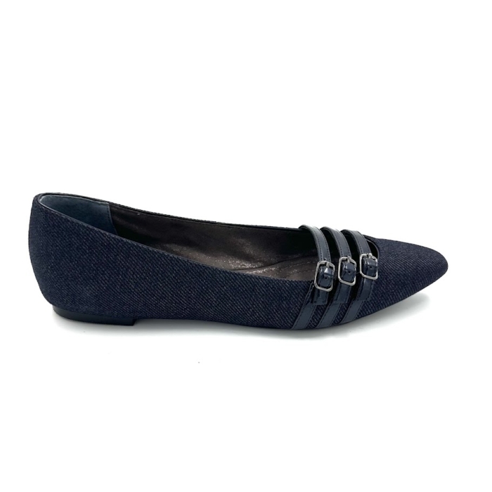 DISPONIBLE EN LIGNE SEULEMENT - J.RENEÉ - CORETTE - BALLERINES - COTTON FABRIC - NAVY