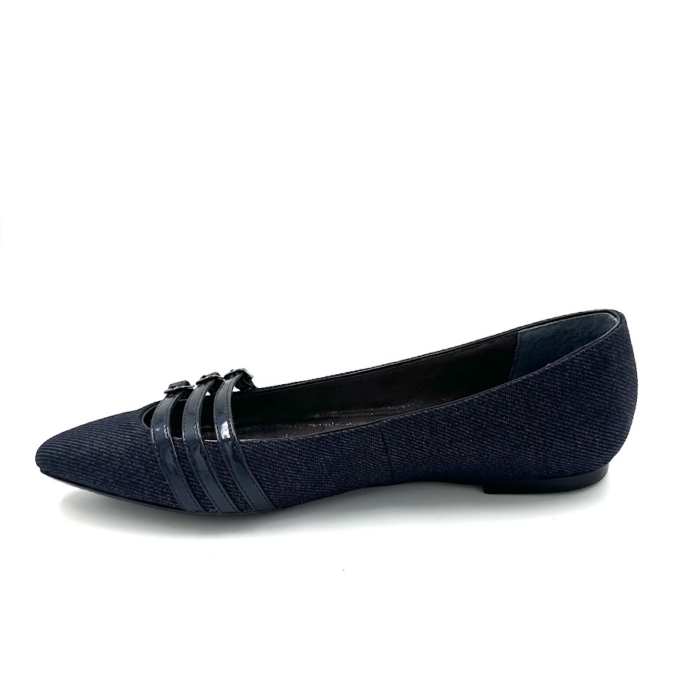 DISPONIBLE EN LIGNE SEULEMENT - J.RENEÉ - CORETTE - BALLERINES - COTTON FABRIC - NAVY – Image 2