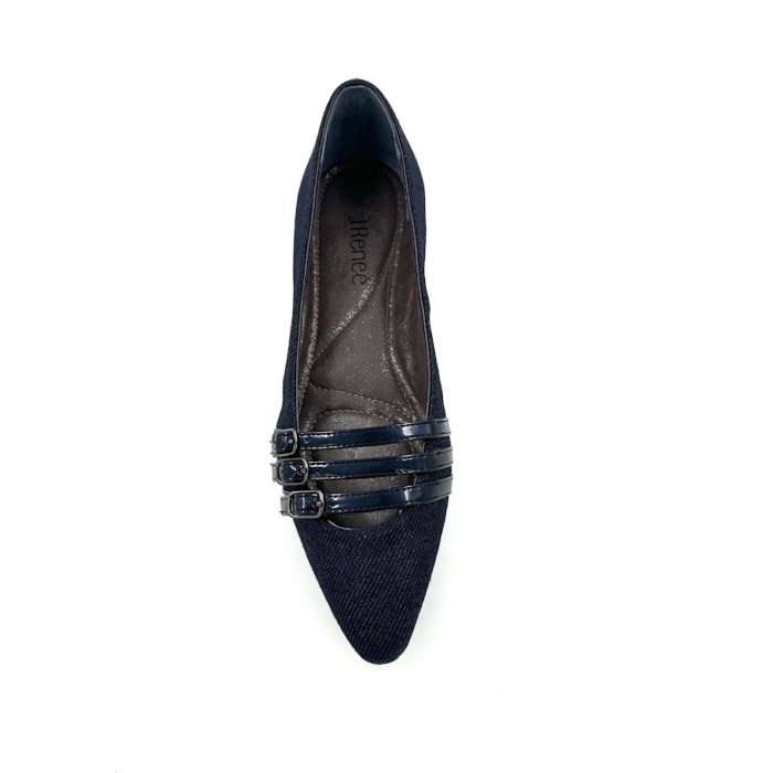 DISPONIBLE EN LIGNE SEULEMENT - J.RENEÉ - CORETTE - BALLERINES - COTTON FABRIC - NAVY – Image 3