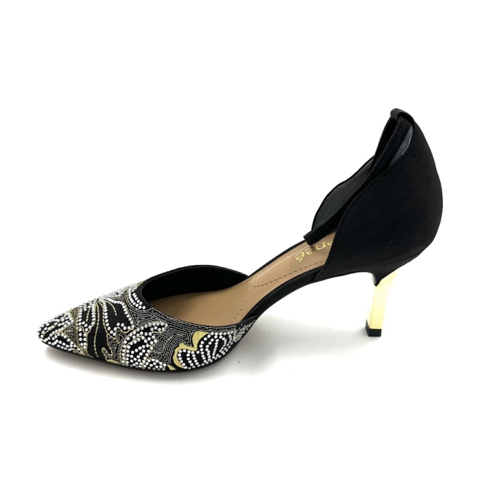 DISPONIBLE EN LIGNE SEULEMENT - J.RENÉE - PAYTENT - SOULIERS À TALONS - SHANTUNG / GOLD – Image 3