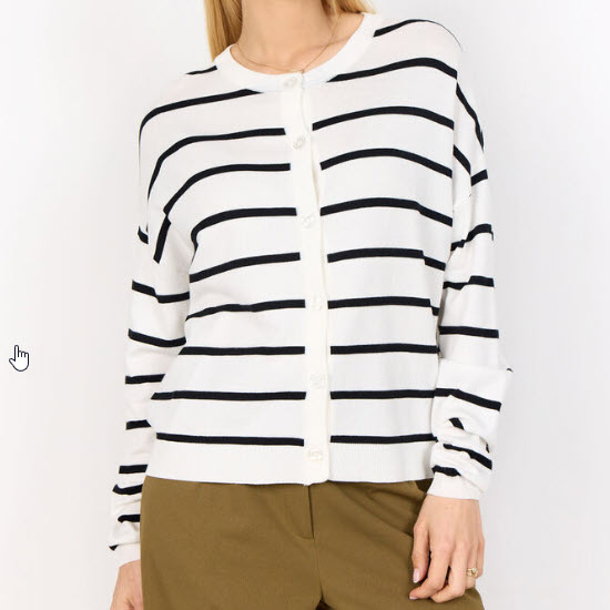 SOYA CONCEPT – CARDIGAN – DOLLIE STRIPE 795 – 4PF33663-1100 – COMBO OFF WHITE