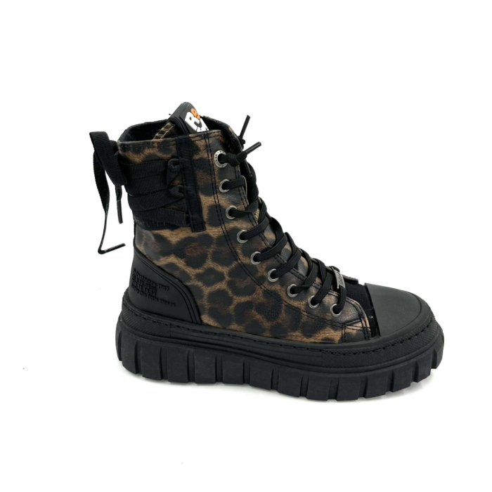 BOTTES SNEAKERS FEMME NOIR/LEOPARD - REFRESH REF-173077-96 (#68)