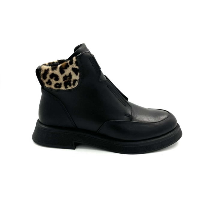 BOTTE CUIR - FEMME – TYCHE – 97T-IRIS-97 - NOIR/LEOPARD - (#63)